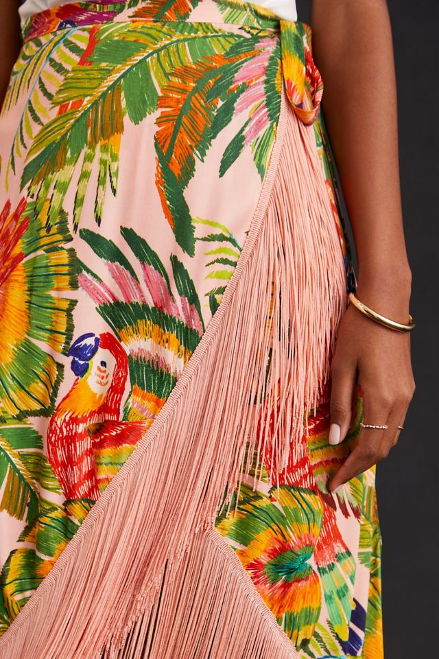 Farm Rio Fringe Hem Printed Midi Skirt #5