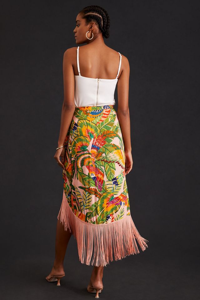 Farm Rio Fringe Hem Printed Midi Skirt #6