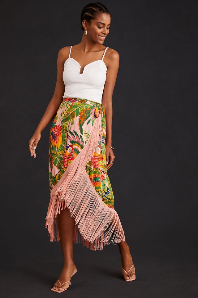 Farm Rio Fringe Hem Printed Midi Skirt #2