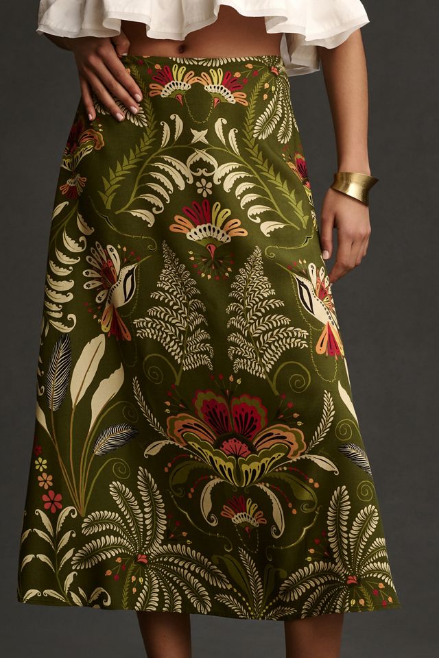 Farm Rio x Anthropologie Satin Slip Midi Skirt #2