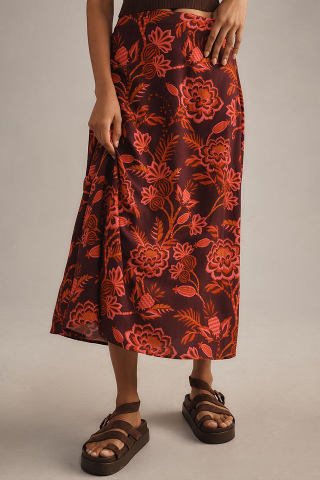 Farm Rio x Anthropologie Satin Slip Midi Skirt #1