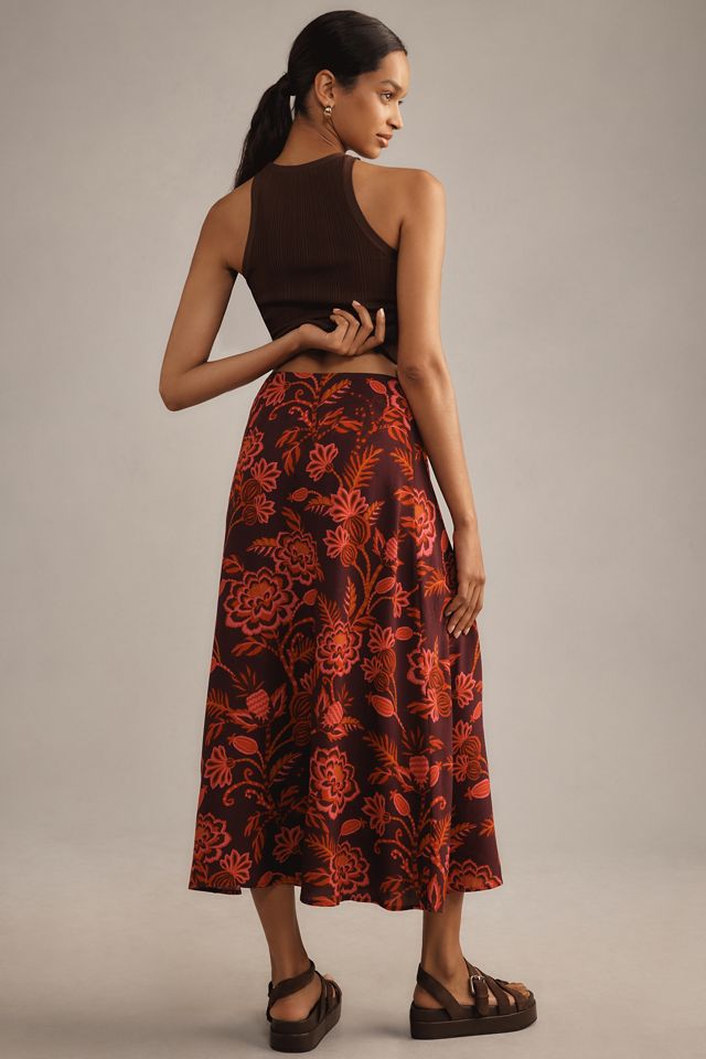 Farm Rio x Anthropologie Satin Slip Midi Skirt #3