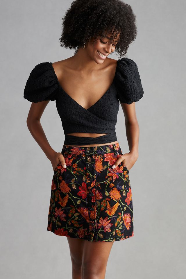 Floral mini shop skirt quilt