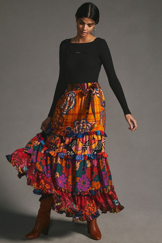 Farm rio cordoba outlet wrap maxi skirt