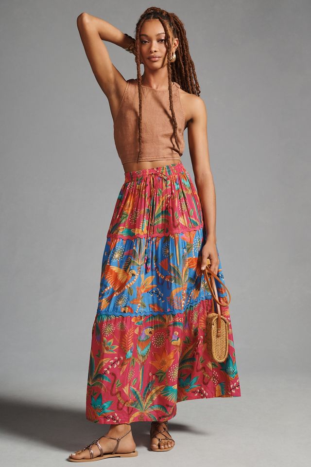 Farm Rio Macaw Party Mix Maxi Skirt | Anthropologie
