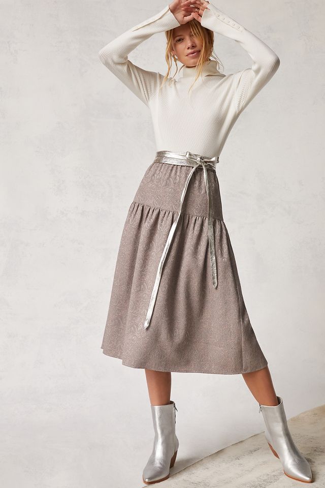 Jacquard A-Line Midi Skirt | Anthropologie