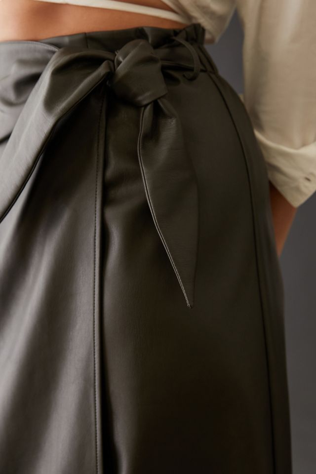 Current Air Faux Leather Wrap Midi Skirt #1