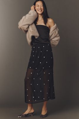 By Anthropologie Sheer Shine Column Midi Skirt