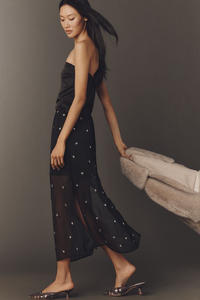By Anthropologie Sheer Shine Column Midi Skirt #2