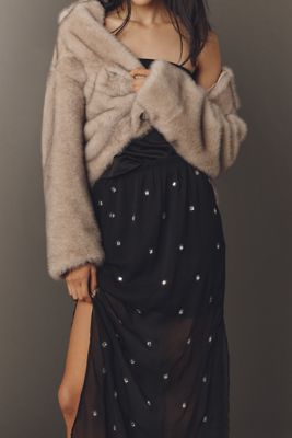 By Anthropologie Sheer Shine Column Midi Skirt