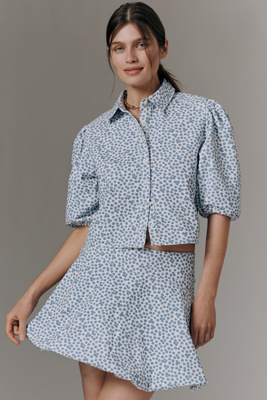 Printed Bubble Mini Skirt