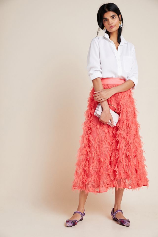 Cynthia Textured A Line Midi Skirt