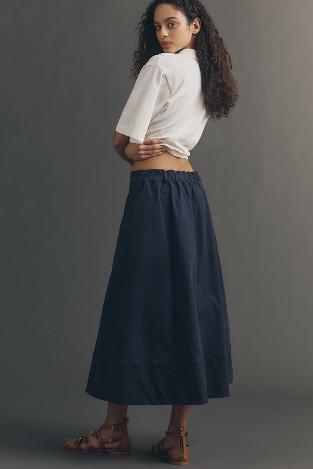 By Anthropologie Flare Denim Midi Skirt #2