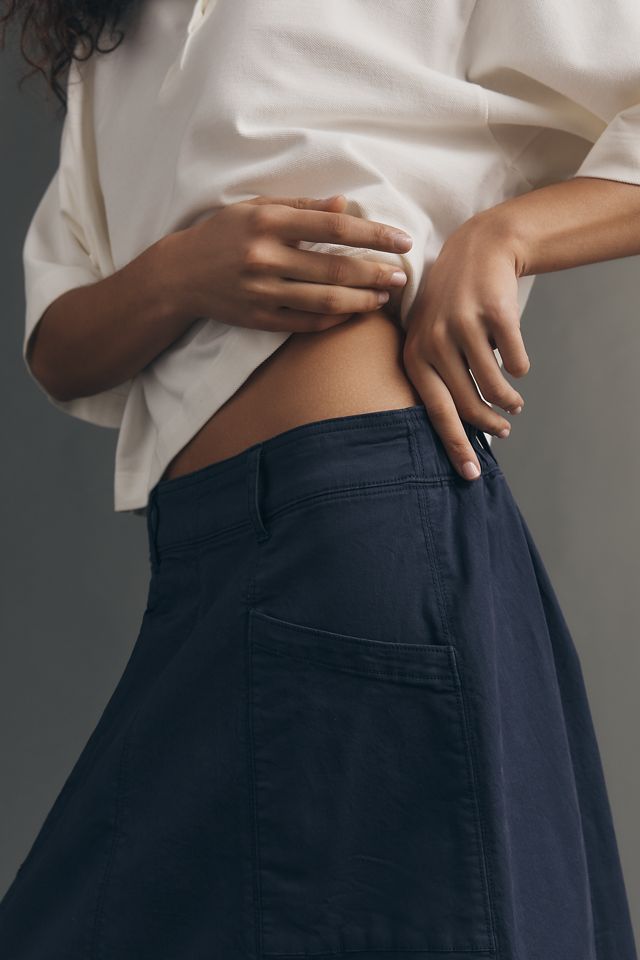 By Anthropologie Flare Denim Midi Skirt #4