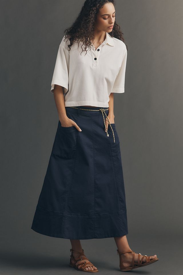 By Anthropologie Flare Denim Midi Skirt #1