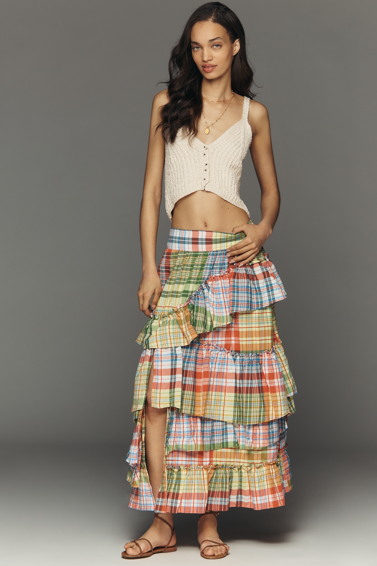Pilcro Plaid Petticoat Maxi Skirt
