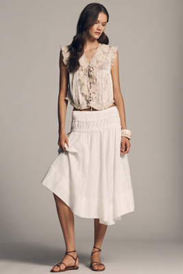 By Anthropologie Gingham Midi Circle Skirt