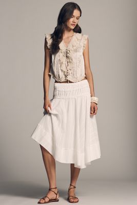 By Anthropologie Gingham Midi Circle Skirt