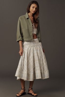 Gonna Midi in Cotone con Vita Arricciata By Anthropologie