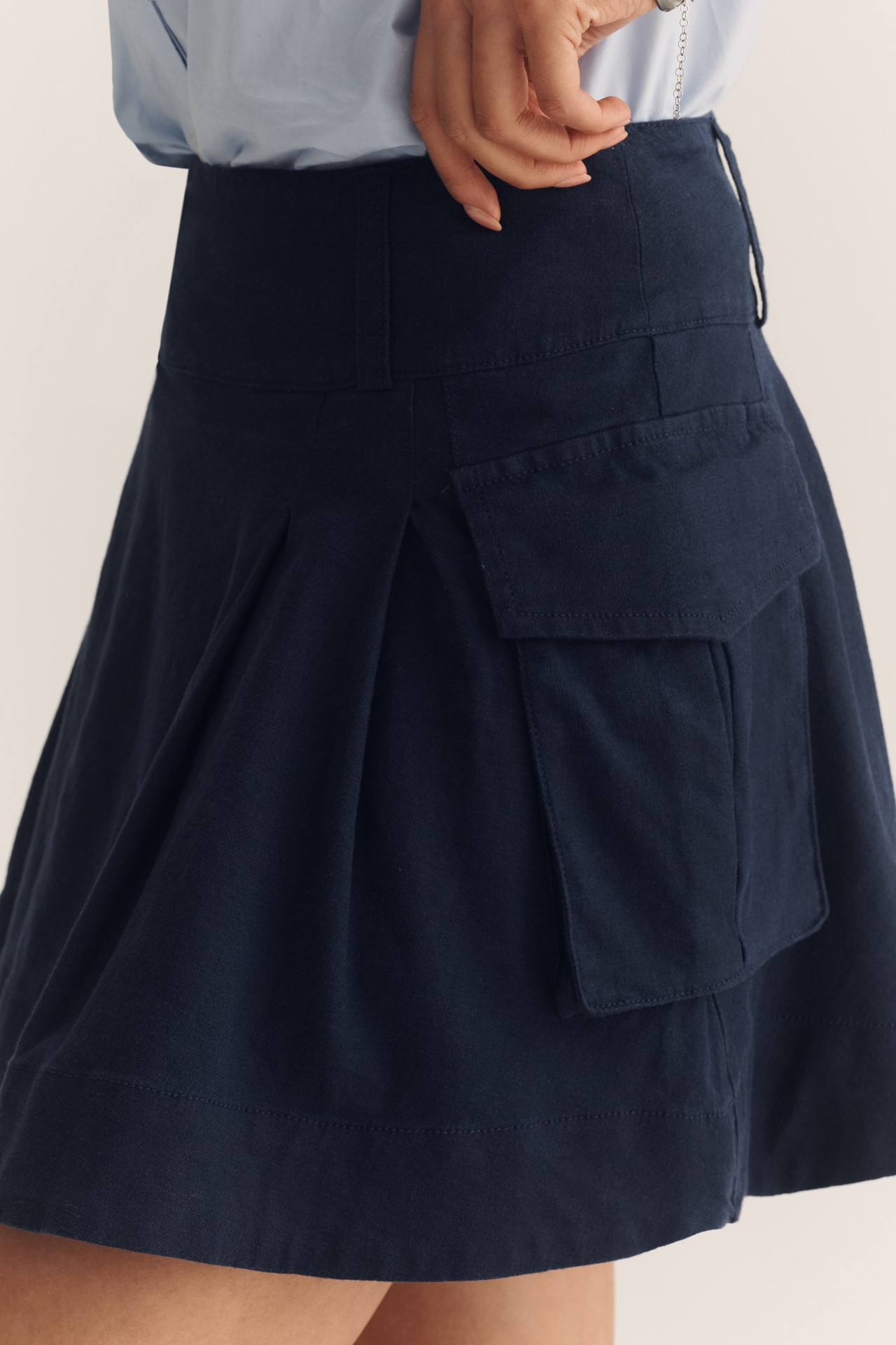 Maeve Pleated Linen-Blend Cargo Mini Skirt