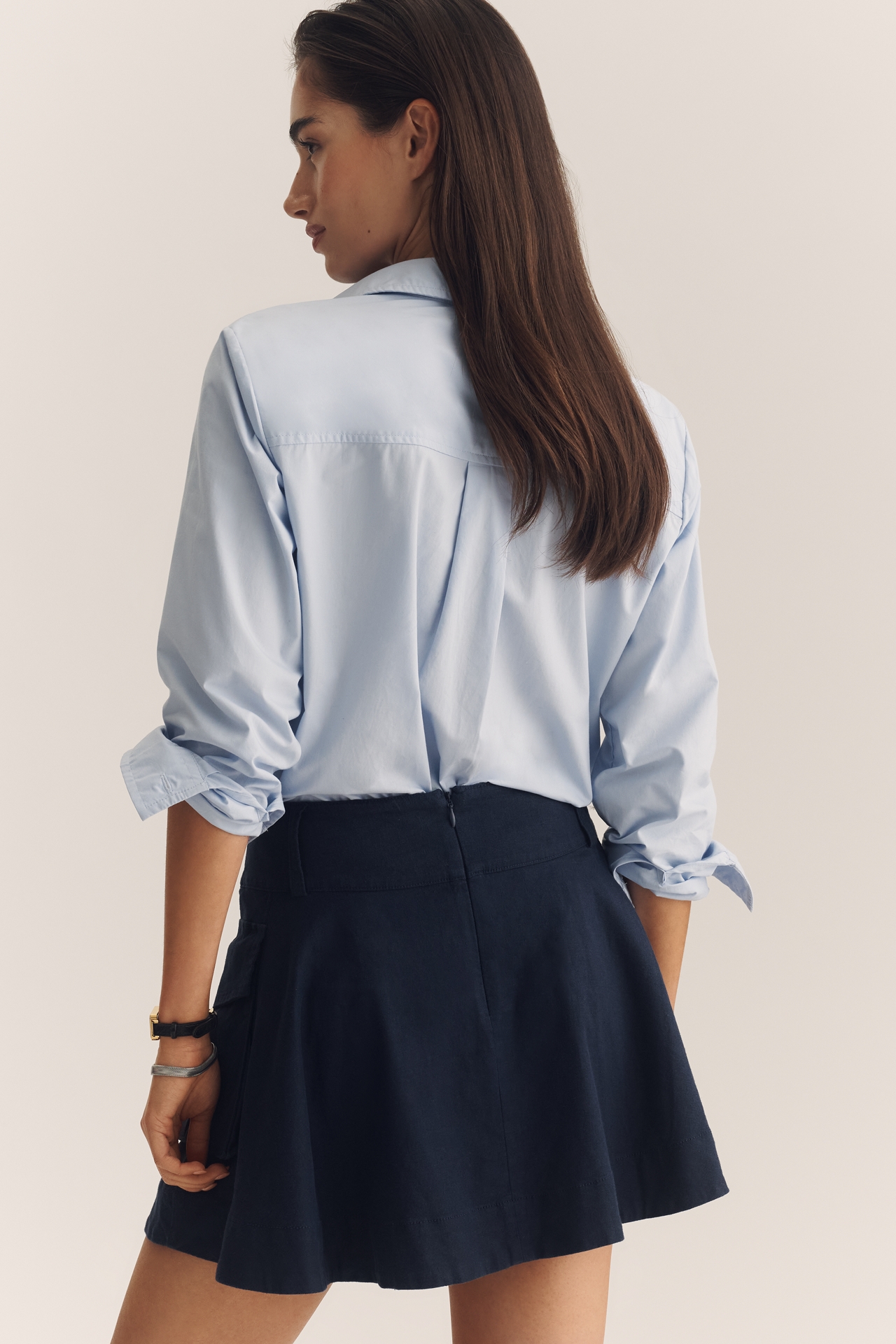 Maeve Pleated Linen-Blend Cargo Mini Skirt