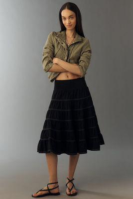 Reese 100% European Linen Midi Skirt by Pilcro