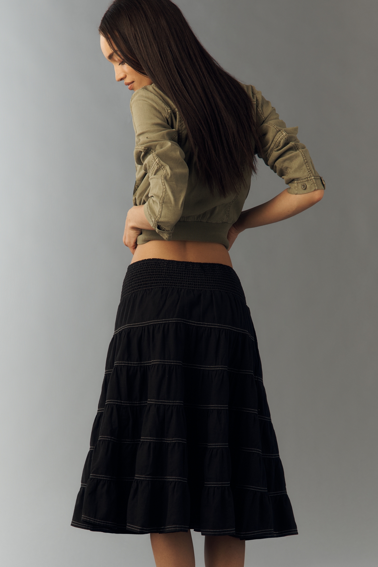 Reese 100% European Linen Midi Skirt by Pilcro