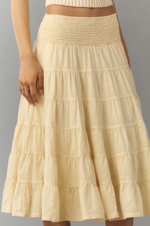 Pilcro Reese Linen Cotton Smocked Midi Skirt  #2
