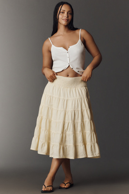 Reese 100% European Linen Midi Skirt by Pilcro
