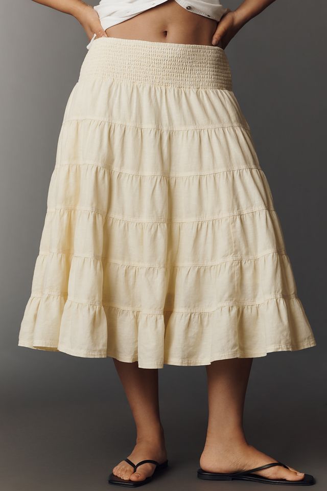 Pilcro Reese Linen Cotton Smocked Midi Skirt  #6