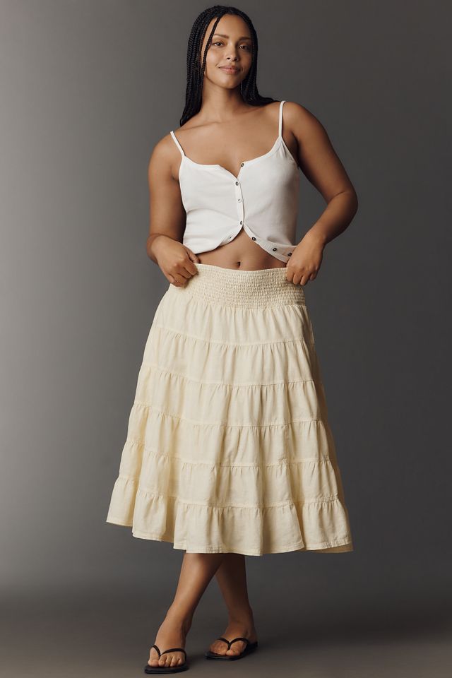 Pilcro Reese Linen Cotton Smocked Midi Skirt  #5