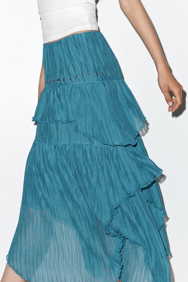 By Anthropologie Asymmetric Tiered Maxi Skirt | Anthropologie