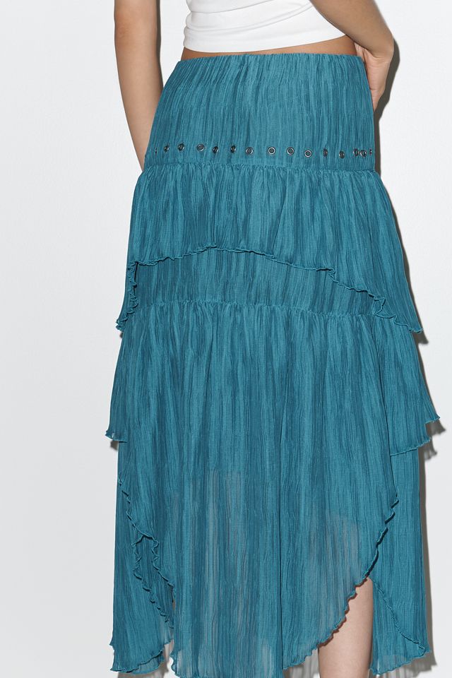By Anthropologie Asymmetric Tiered Maxi Skirt | Anthropologie