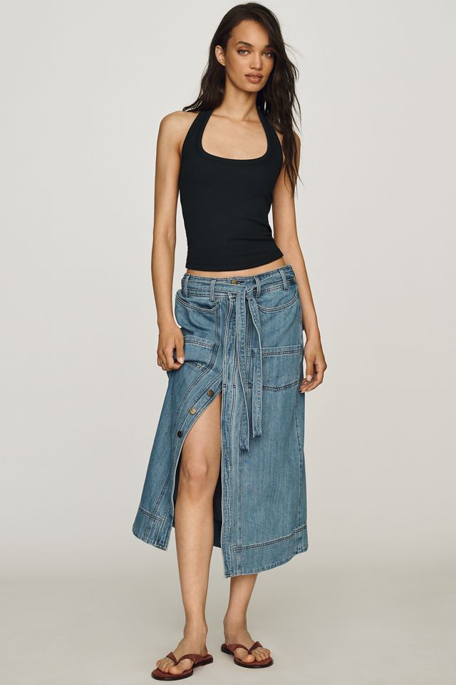 Pilcro Front-Tie Denim Midi Skirt #2