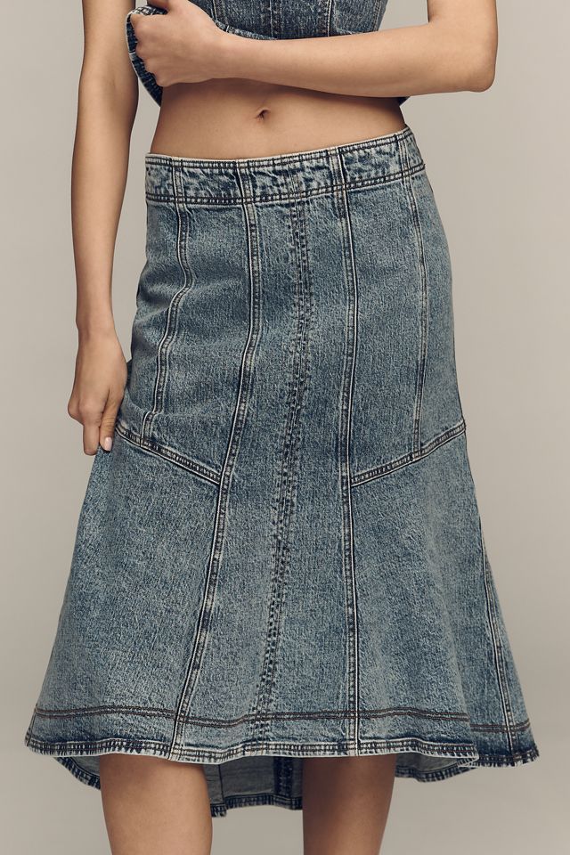 Pilcro Denim Seamed Midi Skirt #1
