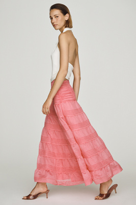 By Anthropologie Tiered Pleated Maxi Skirt
