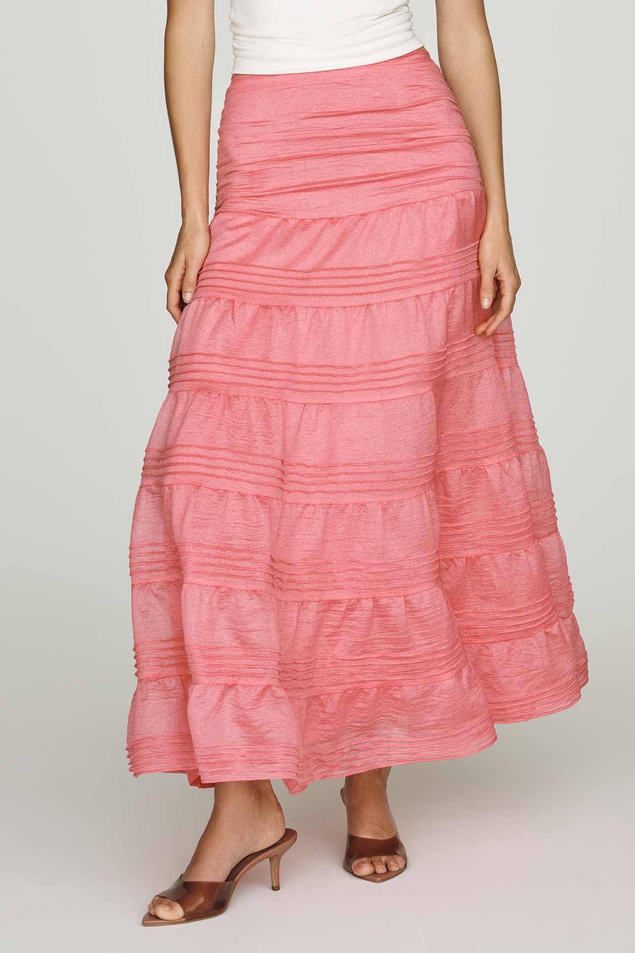 By Anthropologie Tiered Pleated Maxi Skirt