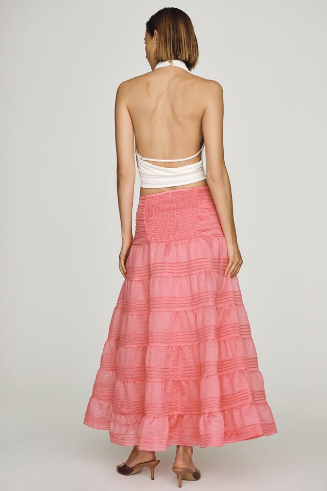 By Anthropologie Tiered Pleated Maxi Skirt #3