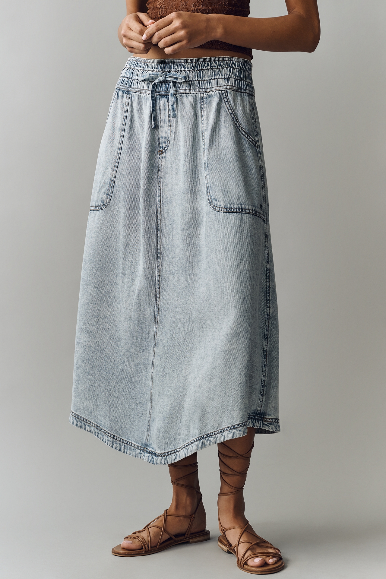 Pilcro Essential Beach Pull-On Midi Skirt 