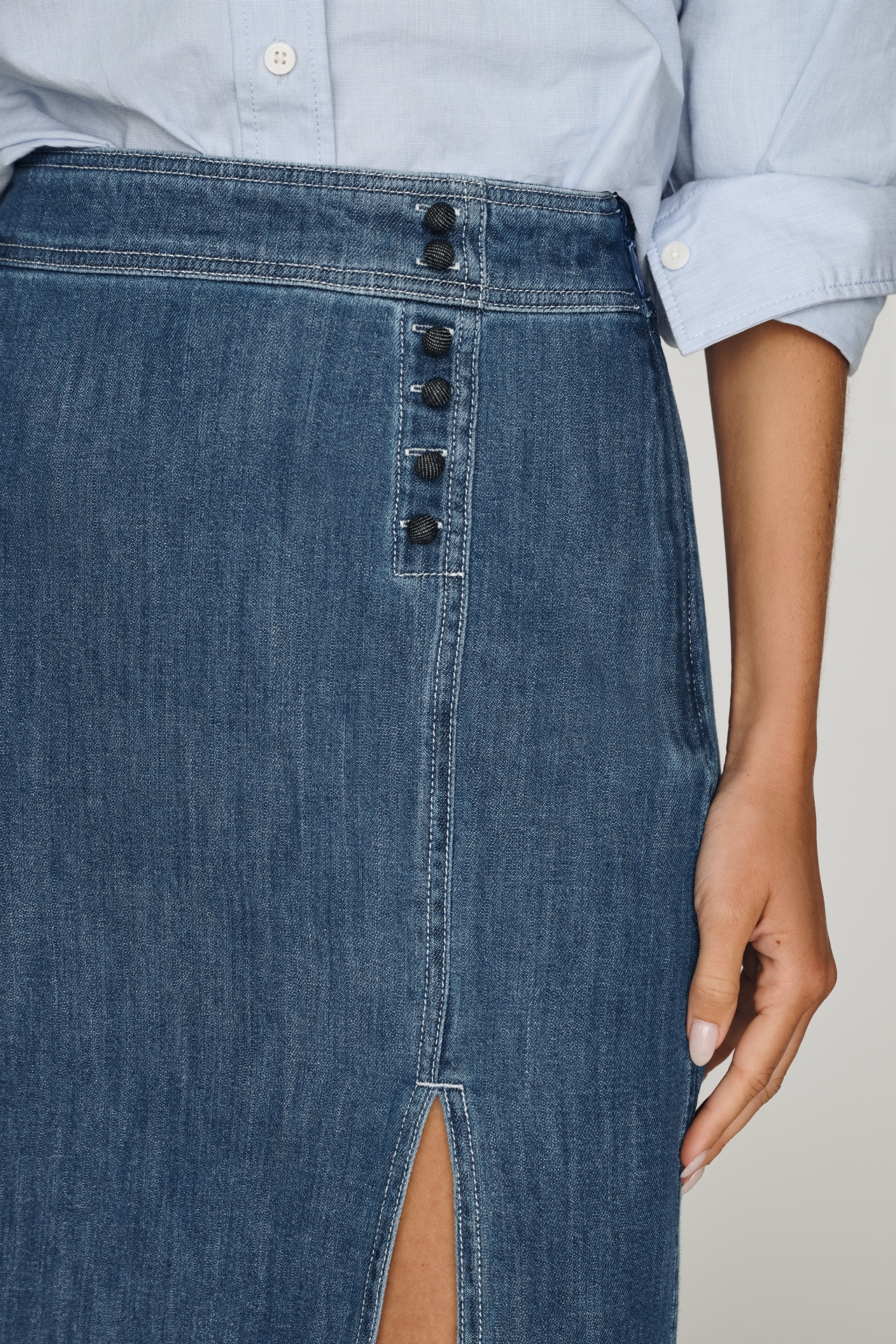 Pilcro Slim Denim Midi Skirt