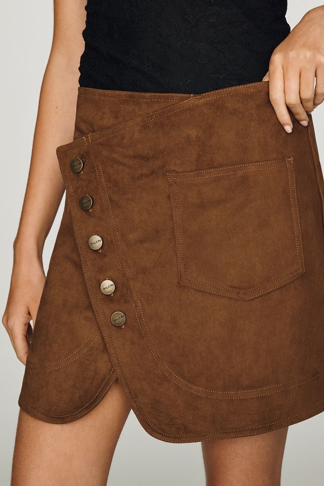 Pilcro Rework Faux Suede Wrap Mini Skirt #1