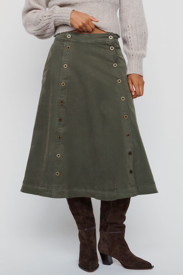 Pilcro Double-Breasted Button Midi Skirt #4