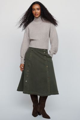 Pilcro Double-Breasted Button Midi Skirt