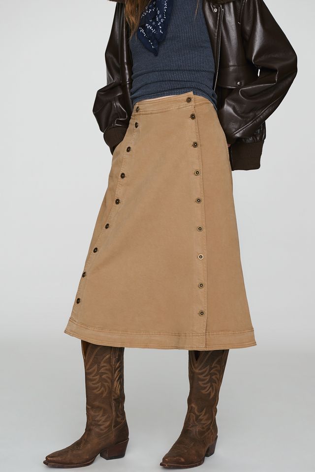 Pilcro Double-Breasted Button Midi Skirt #1