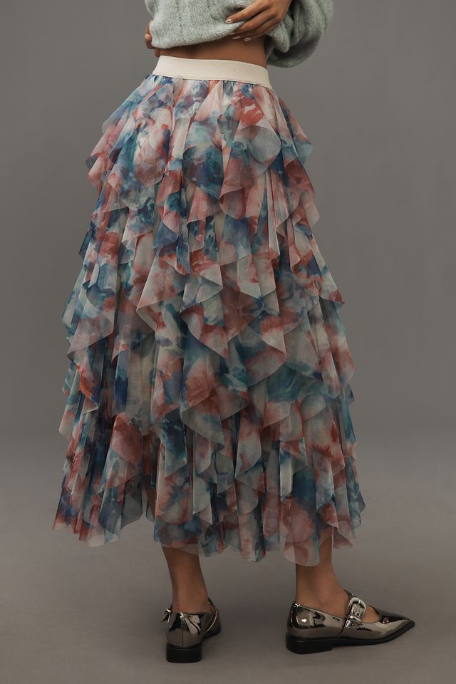 The Chéri Ruffled Tulle Midi Skirt by Anthropologie #3