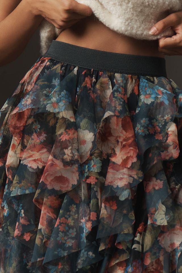 The Chéri Ruffled Tulle Midi Skirt by Anthropologie #1