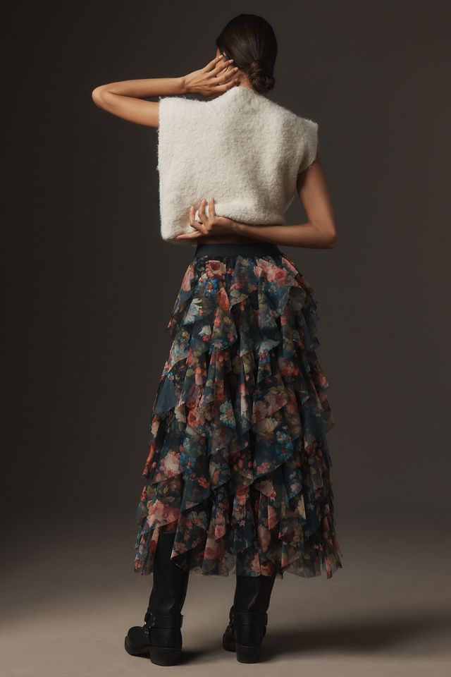 The Chéri Ruffled Tulle Midi Skirt by Anthropologie #3