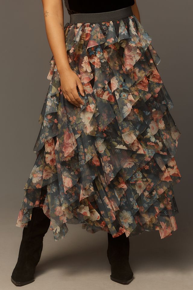 The Chéri Ruffled Tulle Midi Skirt by Anthropologie #5