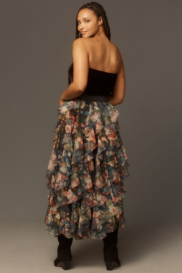 The Chéri Ruffled Tulle Midi Skirt by Anthropologie #6
