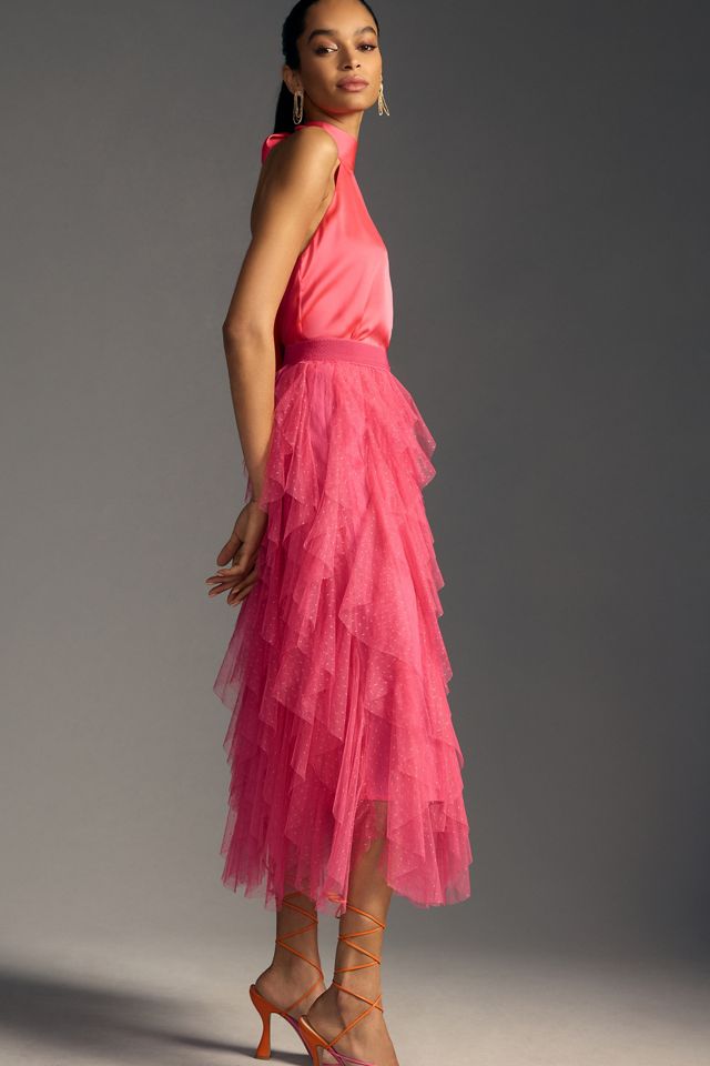 The Chéri Ruffled Tulle Midi Skirt by Anthropologie #3